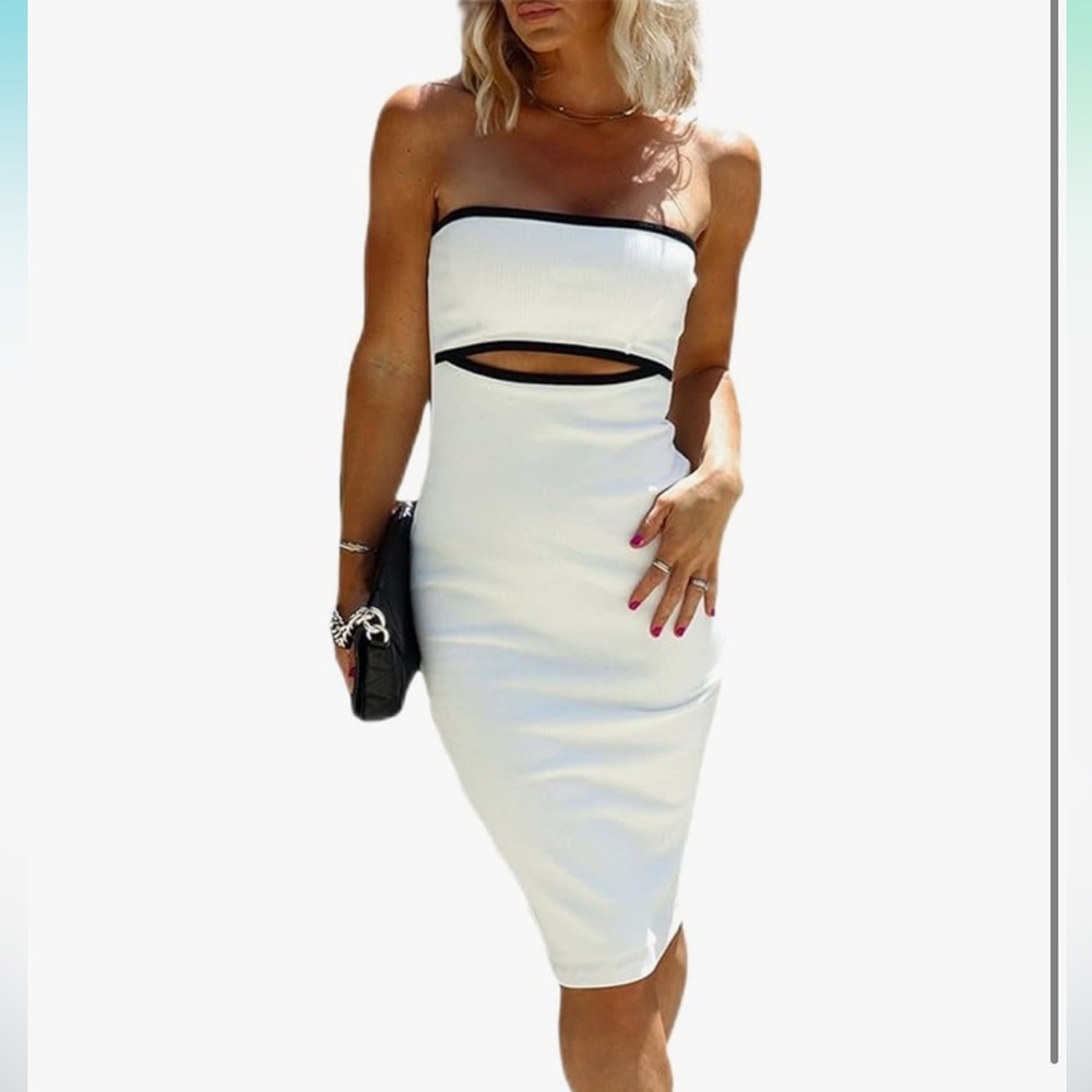 White Knit strapless dress